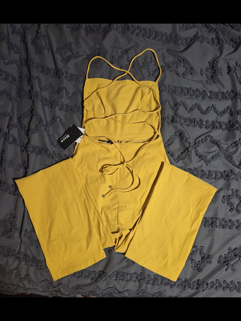 Hera Collection Yellow Strapless-Look Straight Jumpsuit - Picture 3 of 3